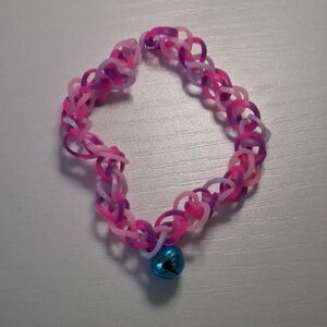 Pink and Purple Loom Bracelet with Bell